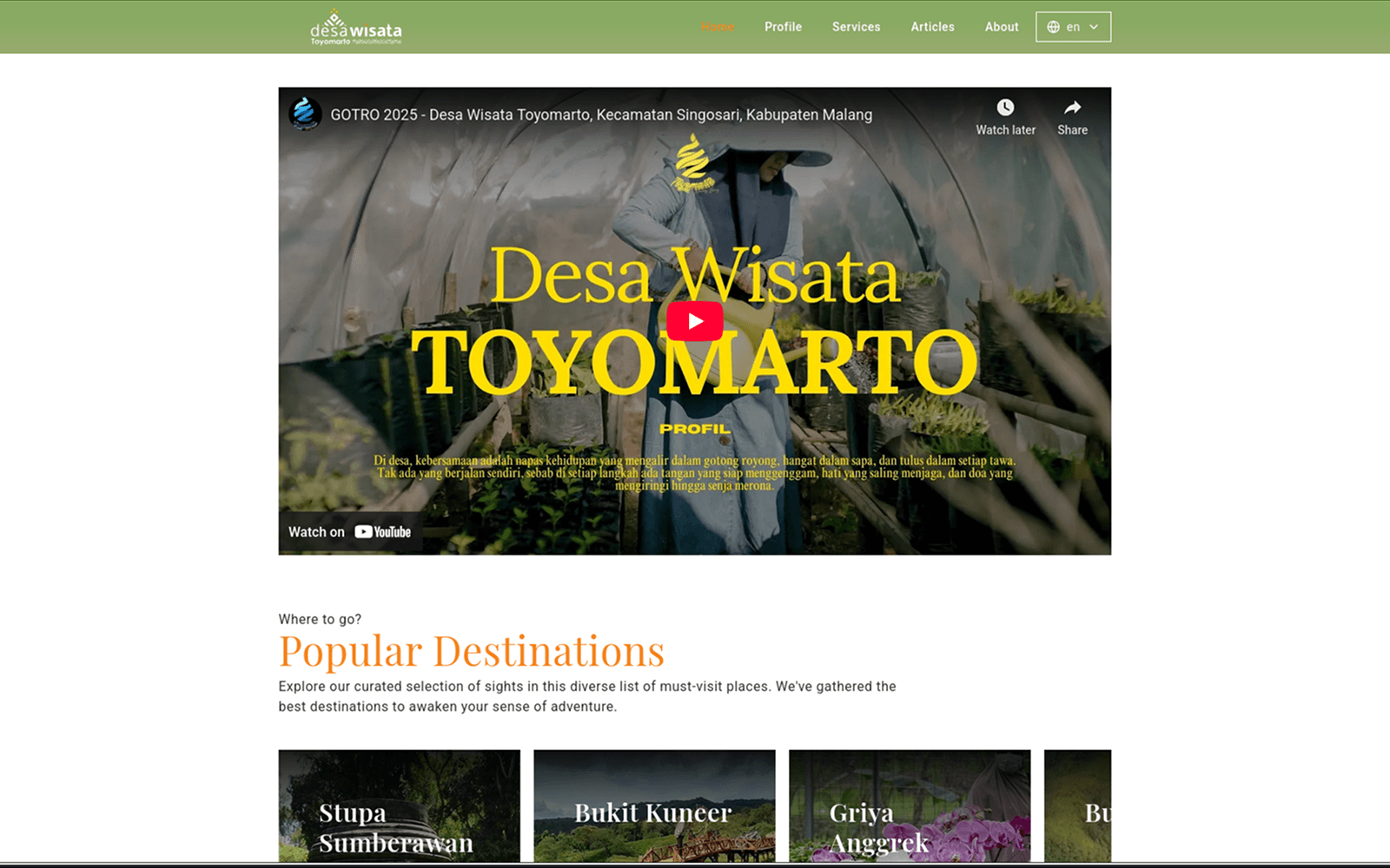 Toyomarto Tourist Village Profile Website